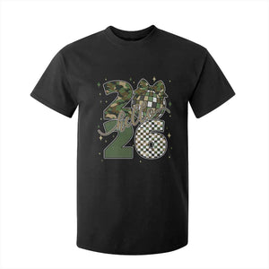Camo Happy New Year Party 2026 T Shirt For Kid Camouflage Disco Ball TS11 Black Print Your Wear