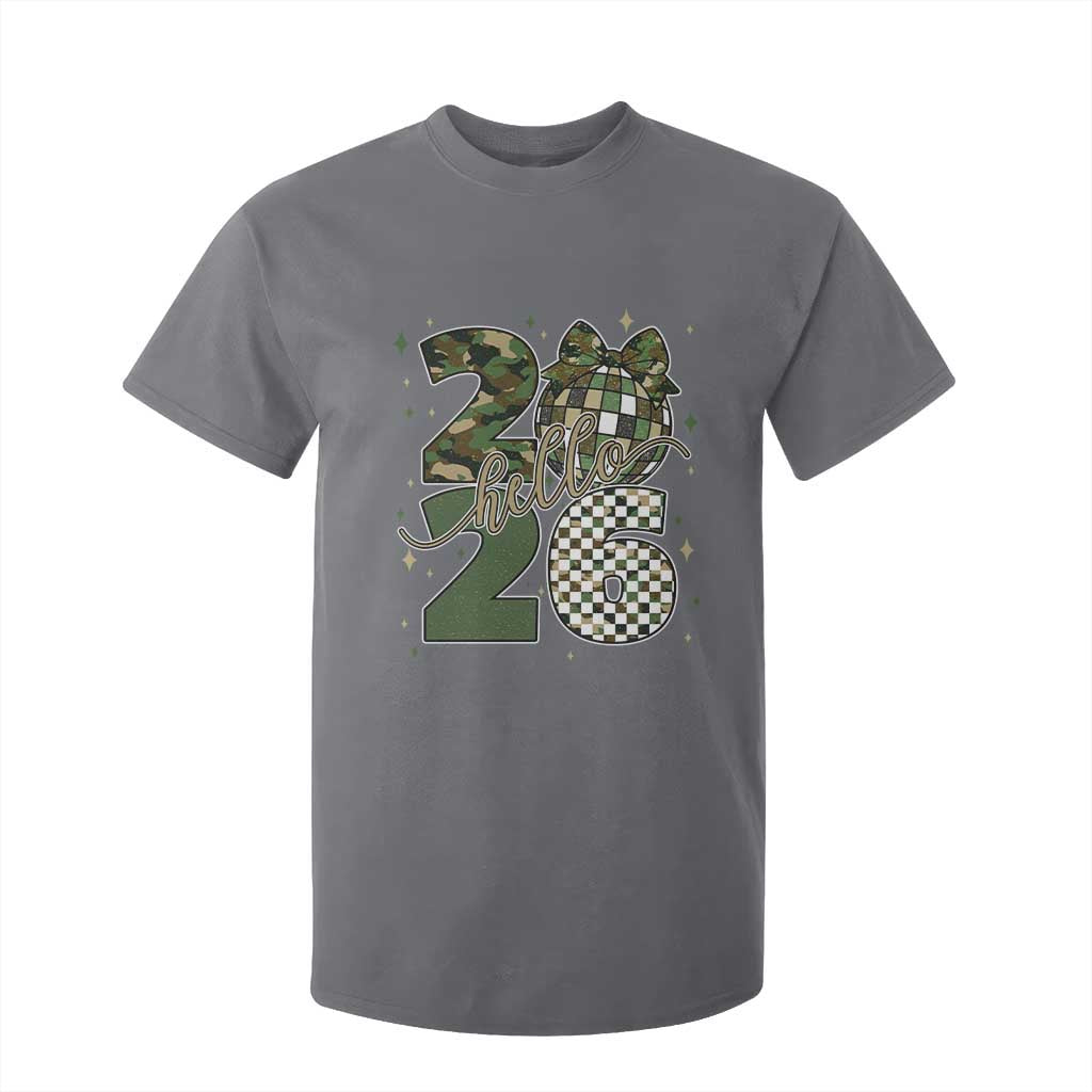 Camo Happy New Year Party 2026 T Shirt For Kid Camouflage Disco Ball TS11 Charcoal Print Your Wear