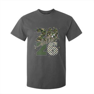 Camo Happy New Year Party 2026 T Shirt For Kid Camouflage Disco Ball TS11 Dark Heather Print Your Wear