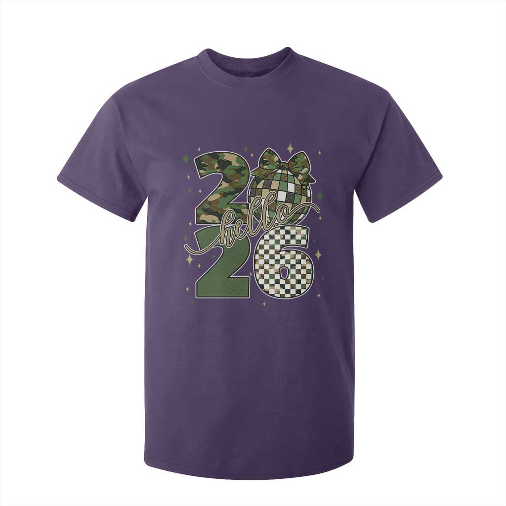 Camo Happy New Year Party 2026 T Shirt For Kid Camouflage Disco Ball TS11 Purple Print Your Wear