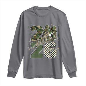 Camo Happy New Year Party 2026 Long Sleeve Shirt Camouflage Disco Ball TS11 Charcoal Print Your Wear