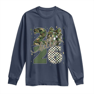 Camo Happy New Year Party 2026 Long Sleeve Shirt Camouflage Disco Ball TS11 Navy Print Your Wear