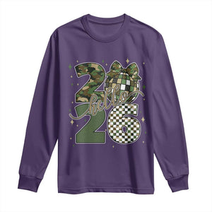 Camo Happy New Year Party 2026 Long Sleeve Shirt Camouflage Disco Ball TS11 Purple Print Your Wear