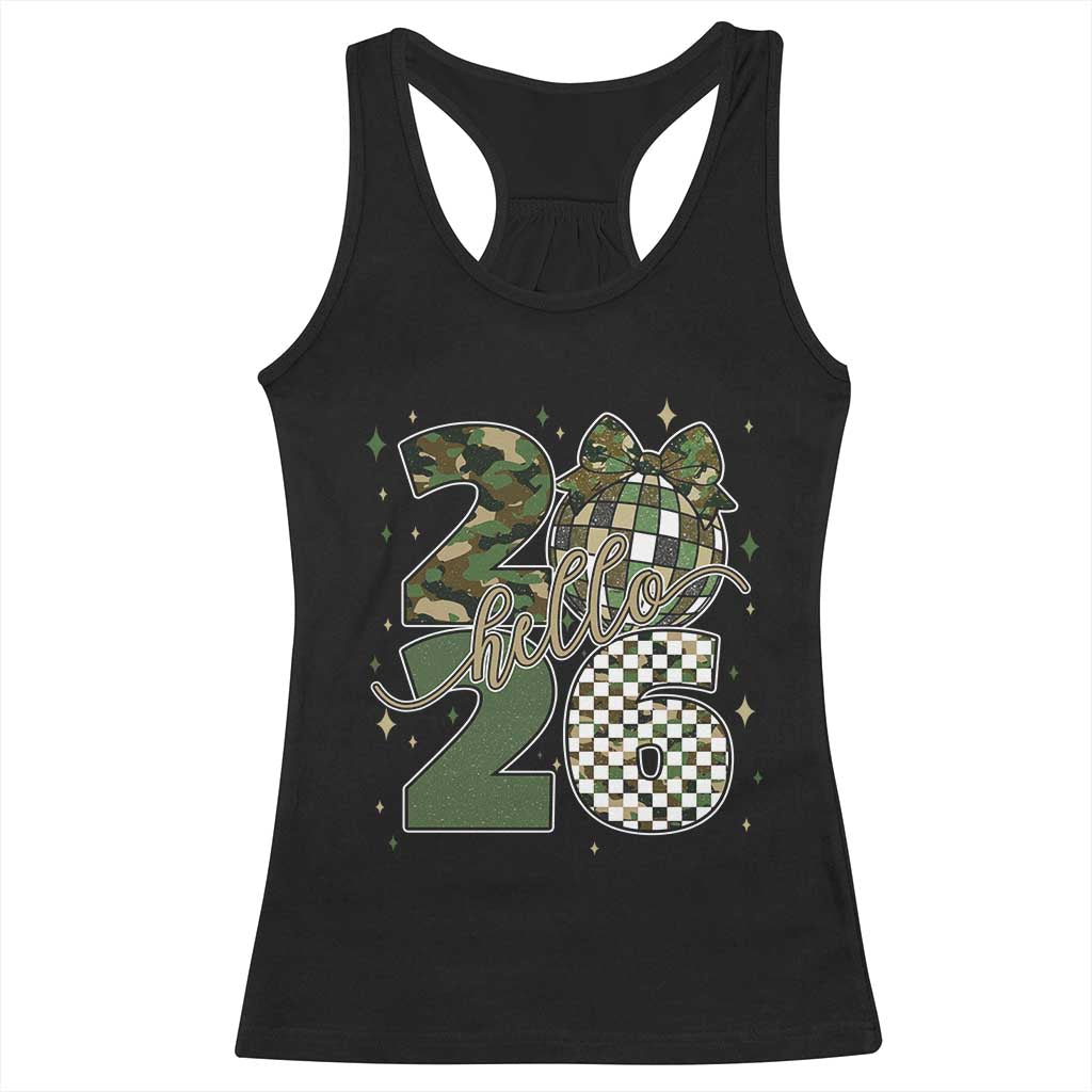 Camo Happy New Year Party 2026 Racerback Tank Top Camouflage Disco Ball TS11 Black Print Your Wear
