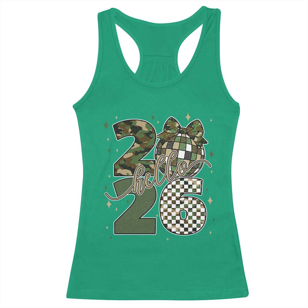Camo Happy New Year Party 2026 Racerback Tank Top Camouflage Disco Ball TS11 Irish Green Print Your Wear