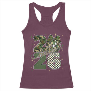 Camo Happy New Year Party 2026 Racerback Tank Top Camouflage Disco Ball TS11 Maroon Print Your Wear