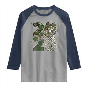 Camo Happy New Year Party 2026 Raglan Shirt Camouflage Disco Ball TS11 Sport Gray Navy Print Your Wear