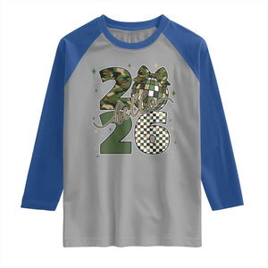 Camo Happy New Year Party 2026 Raglan Shirt Camouflage Disco Ball TS11 Sport Gray Royal Print Your Wear