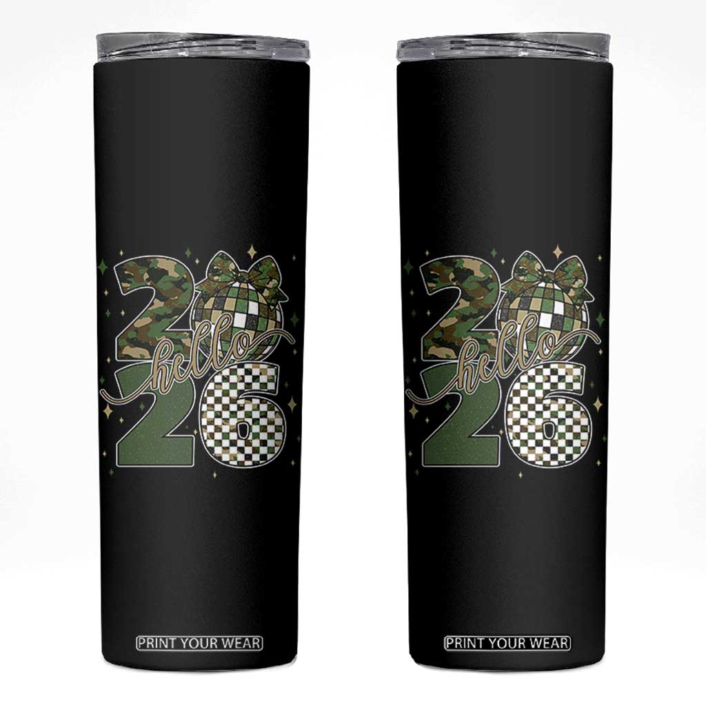 Camo Happy New Year Party 2026 Skinny Tumbler Camouflage Disco Ball TS11 Black Print Your Wear