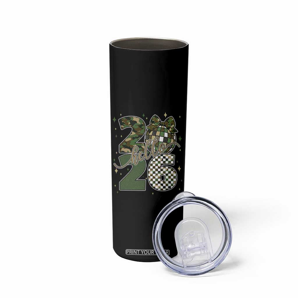 Camo Happy New Year Party 2026 Skinny Tumbler Camouflage Disco Ball TS11 Print Your Wear