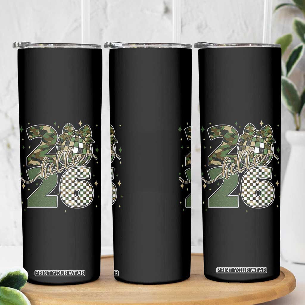 Camo Happy New Year Party 2026 Skinny Tumbler Camouflage Disco Ball TS11 Print Your Wear