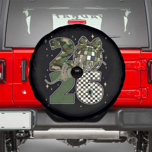 Camo Happy New Year Party 2026 Spare Tire Cover Camouflage Disco Ball TS11 Black Print Your Wear