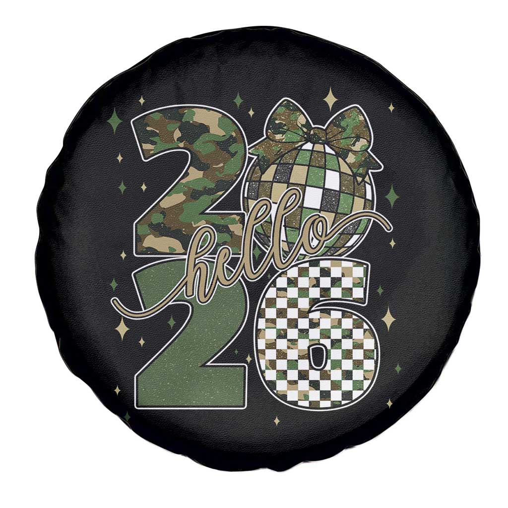 Camo Happy New Year Party 2026 Spare Tire Cover Camouflage Disco Ball TS11 Print Your Wear