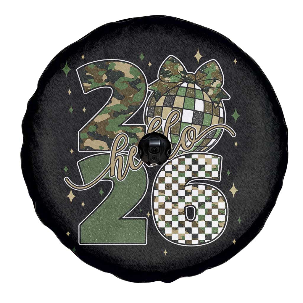 Camo Happy New Year Party 2026 Spare Tire Cover Camouflage Disco Ball TS11 Print Your Wear