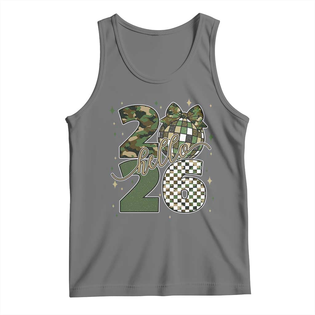 Camo Happy New Year Party 2026 Tank Top Camouflage Disco Ball TS11 Black Heather Print Your Wear