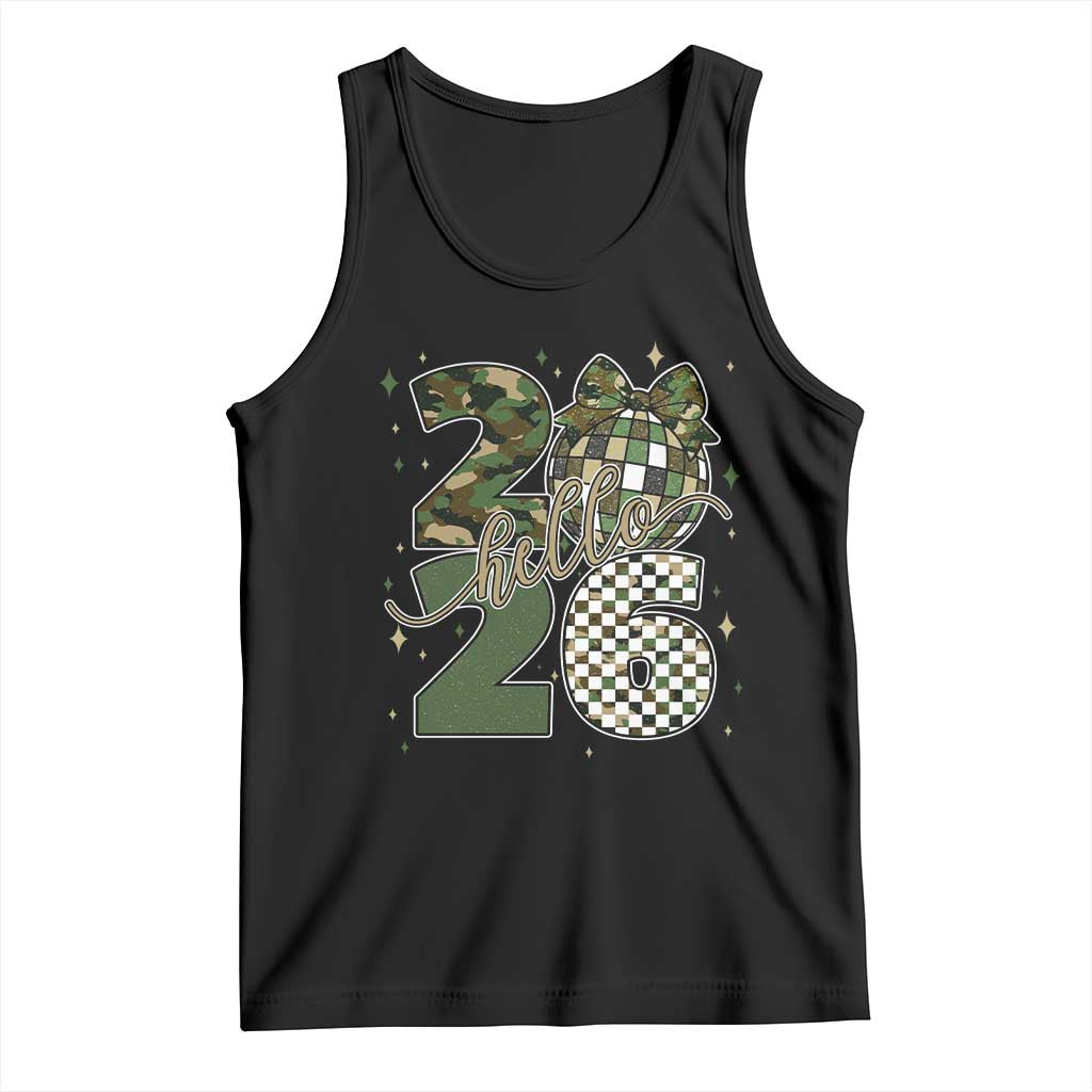 Camo Happy New Year Party 2026 Tank Top Camouflage Disco Ball TS11 Black Print Your Wear