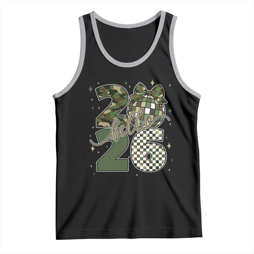 Camo Happy New Year Party 2026 Tank Top Camouflage Disco Ball TS11 Black Athletic Heather Print Your Wear