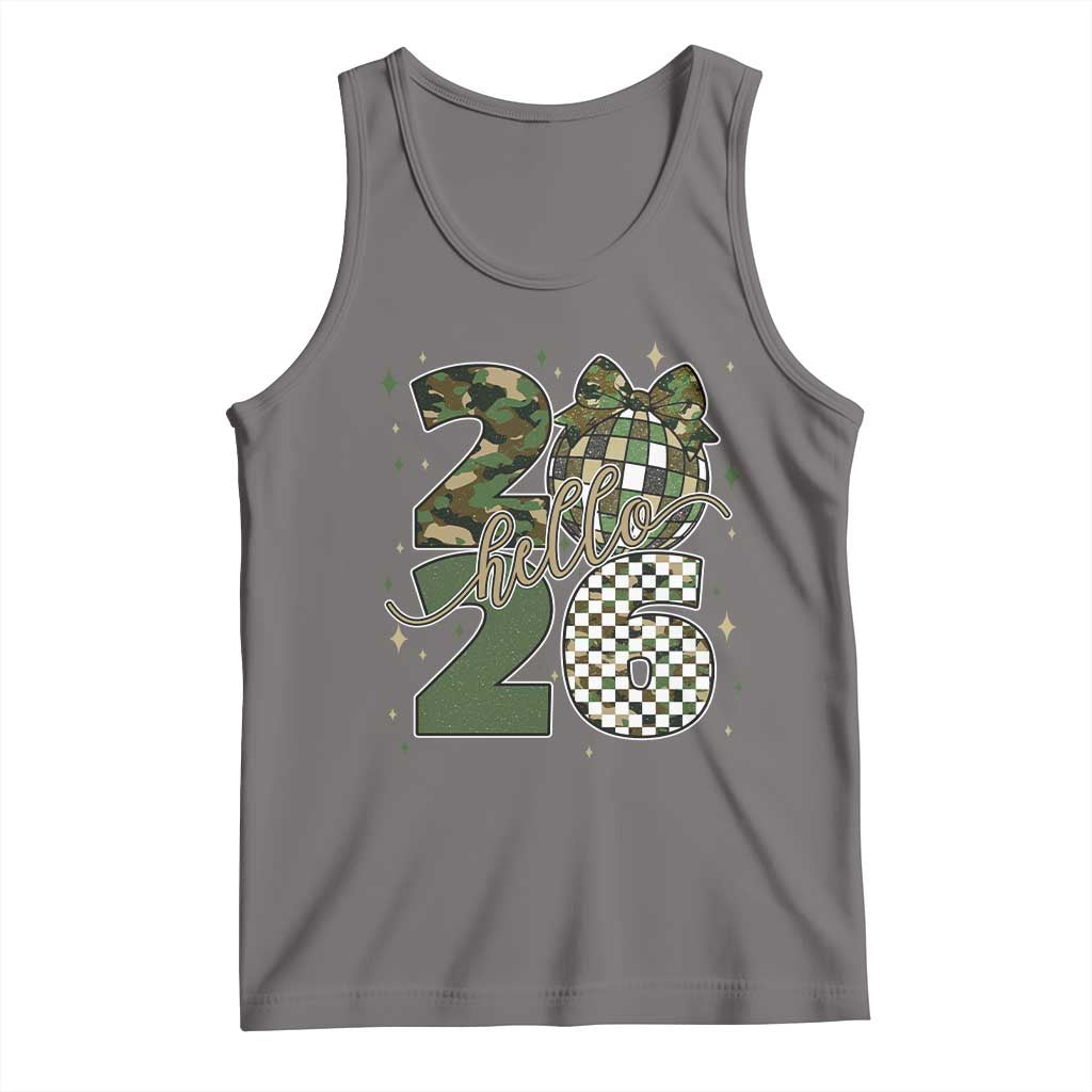 Camo Happy New Year Party 2026 Tank Top Camouflage Disco Ball TS11 Deep Heather Print Your Wear