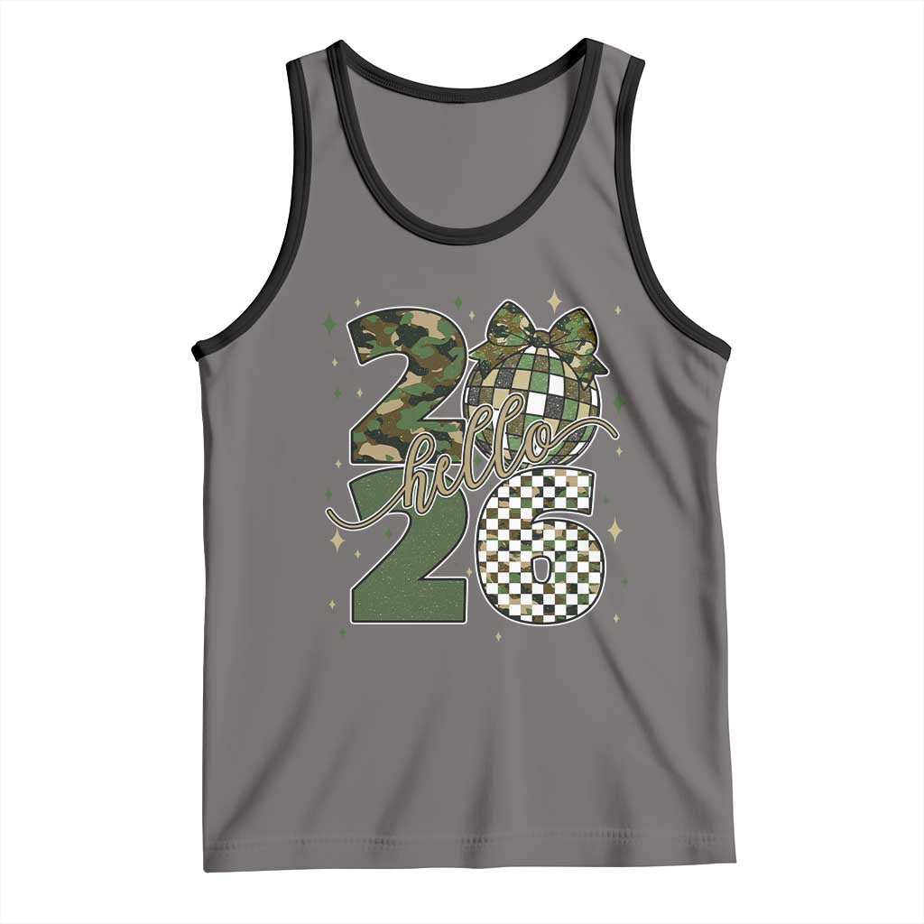 Camo Happy New Year Party 2026 Tank Top Camouflage Disco Ball TS11 Deep Heather Black Print Your Wear