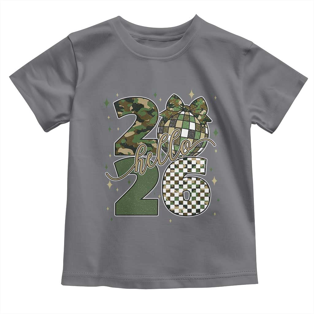 Camo Happy New Year Party 2026 Toddler T Shirt Camouflage Disco Ball TS11 Charcoal Print Your Wear