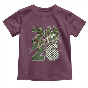 Camo Happy New Year Party 2026 Toddler T Shirt Camouflage Disco Ball TS11 Maroon Print Your Wear