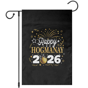 Scottish New Year 2026 Garden Flag Happy Hogmanay NYE Party Faux Glitter Effect Printed TS11 Black Print Your Wear