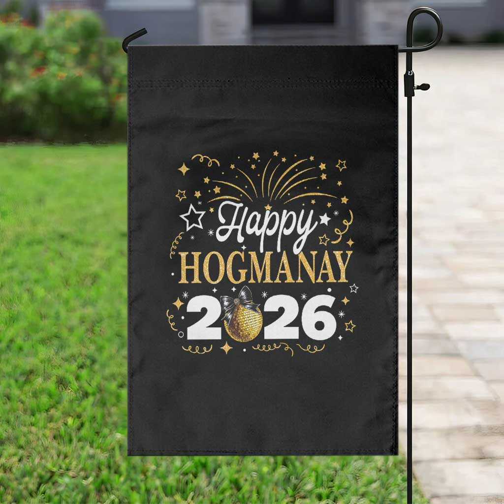 Scottish New Year 2026 Garden Flag Happy Hogmanay NYE Party Faux Glitter Effect Printed TS11 Print Your Wear