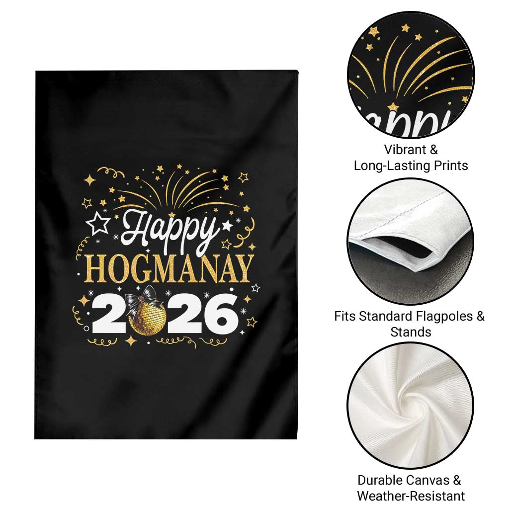 Scottish New Year 2026 Garden Flag Happy Hogmanay NYE Party Faux Glitter Effect Printed TS11 Print Your Wear