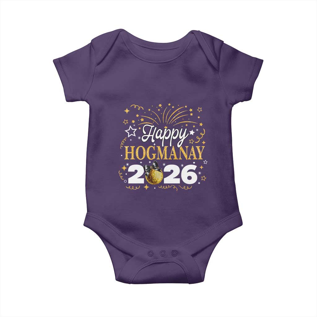 Scottish New Year 2026 Baby Onesie Happy Hogmanay NYE Party Faux Glitter Effect Printed TS11 Purple Print Your Wear