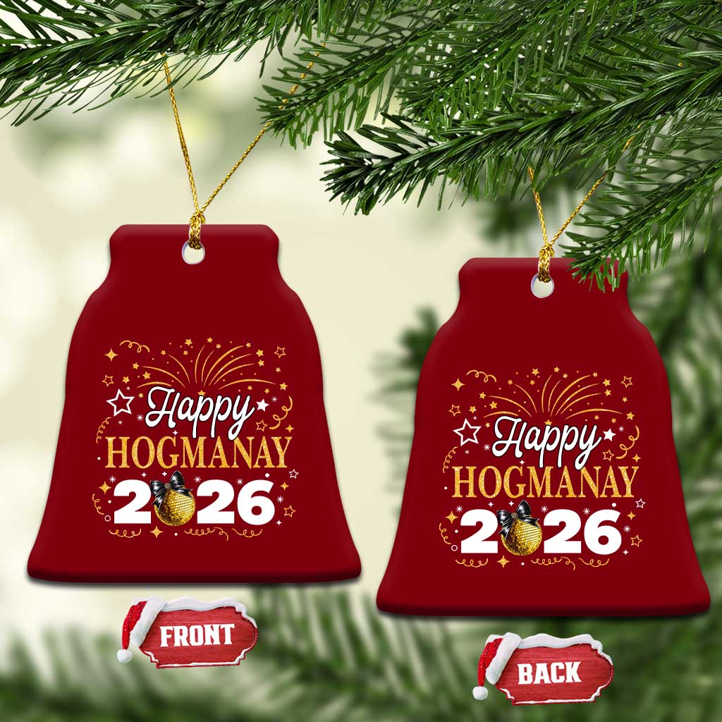 Scottish New Year 2026 Ceramic Ornament Happy Hogmanay NYE Party Faux Glitter Effect Printed TS11 Print Your Wear