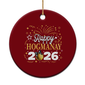 Scottish New Year 2026 Ceramic Ornament Happy Hogmanay NYE Party Faux Glitter Effect Printed TS11 1pc Red Print Your Wear