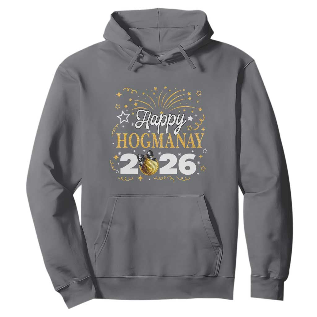 Scottish New Year 2026 Hoodie Happy Hogmanay NYE Party Faux Glitter Effect Printed TS11 Charcoal Print Your Wear