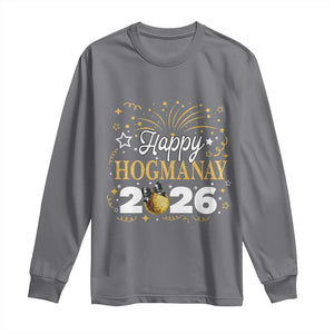 Scottish New Year 2026 Long Sleeve Shirt Happy Hogmanay NYE Party Faux Glitter Effect Printed TS11 Charcoal Print Your Wear