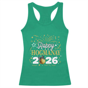 Scottish New Year 2026 Racerback Tank Top Happy Hogmanay NYE Party Faux Glitter Effect Printed TS11 Irish Green Print Your Wear