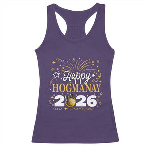 Scottish New Year 2026 Racerback Tank Top Happy Hogmanay NYE Party Faux Glitter Effect Printed TS11 Purple Print Your Wear