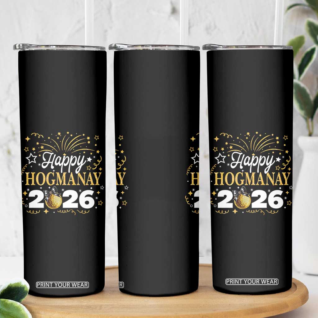 Scottish New Year 2026 Skinny Tumbler Happy Hogmanay NYE Party Faux Glitter Effect Printed TS11 Print Your Wear
