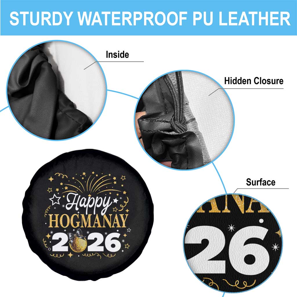 Scottish New Year 2026 Spare Tire Cover Happy Hogmanay NYE Party Faux Glitter Effect Printed TS11 Print Your Wear