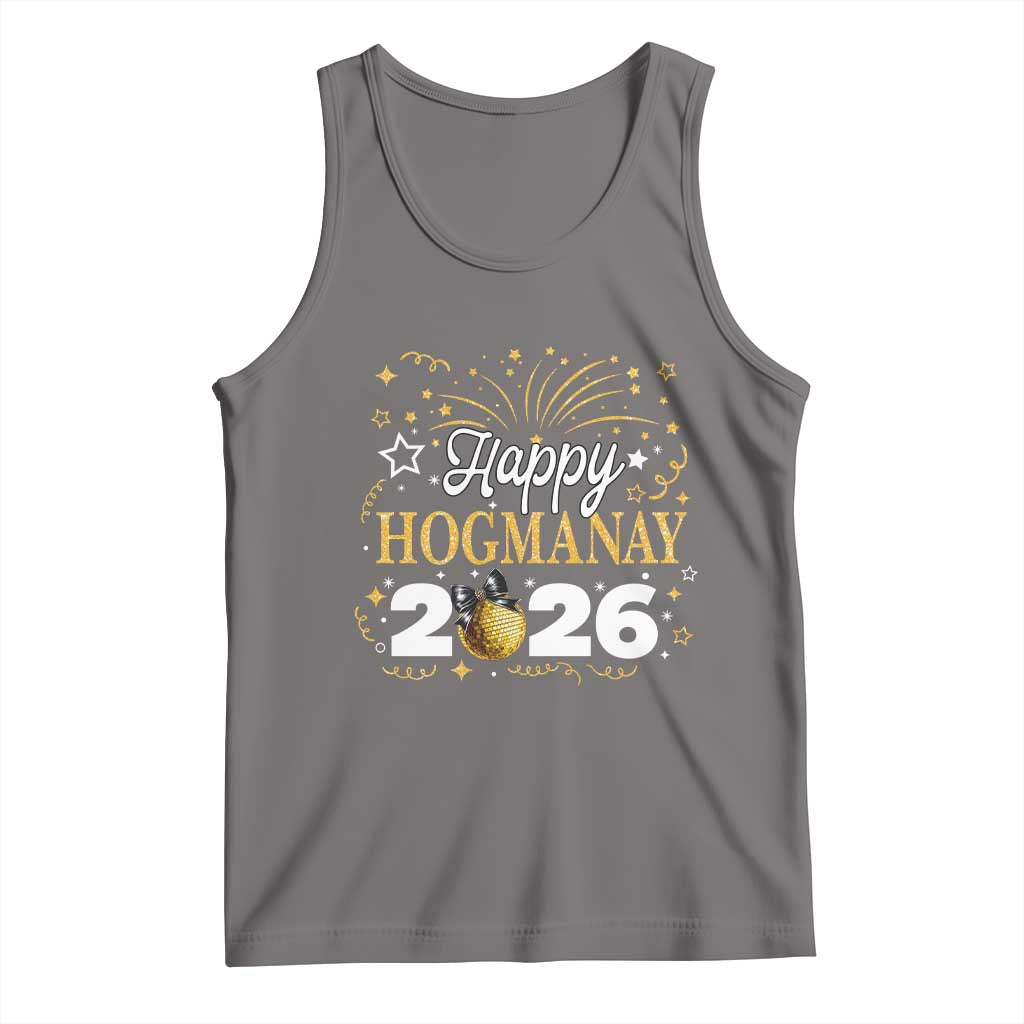 Scottish New Year 2026 Tank Top Happy Hogmanay NYE Party Faux Glitter Effect Printed TS11 Deep Heather Print Your Wear