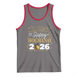 Scottish New Year 2026 Tank Top Happy Hogmanay NYE Party Faux Glitter Effect Printed TS11 Deep Heather Red Print Your Wear