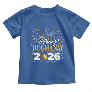 Scottish New Year 2026 Toddler T Shirt Happy Hogmanay NYE Party Faux Glitter Effect Printed TS11 Royal Blue Print Your Wear