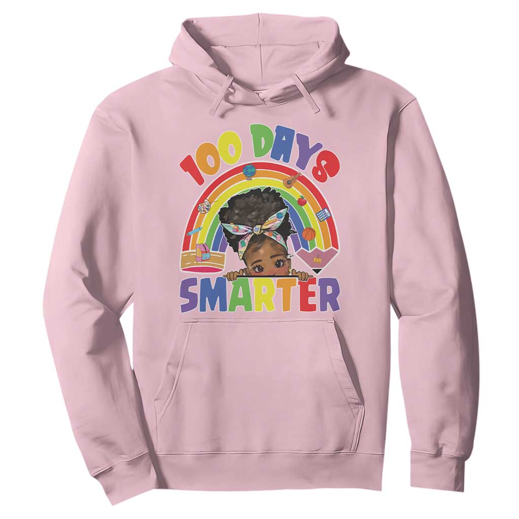 Funny 100 Days Smarter Afro African American Girl Hoodie TS11 Light Pink Print Your Wear