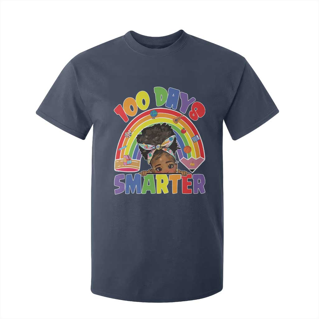 Funny 100 Days Smarter Afro African American Girl T Shirt For Kid TS11 Navy Print Your Wear