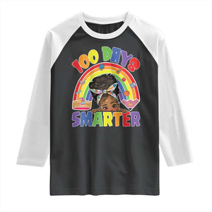 Funny 100 Days Smarter Afro African American Girl Raglan Shirt TS11 Black White Print Your Wear