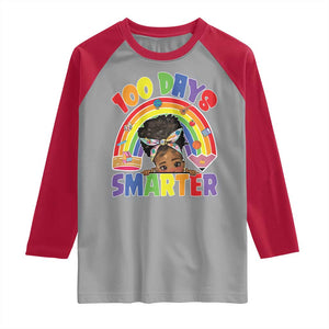 Funny 100 Days Smarter Afro African American Girl Raglan Shirt TS11 Sport Gray Red Print Your Wear