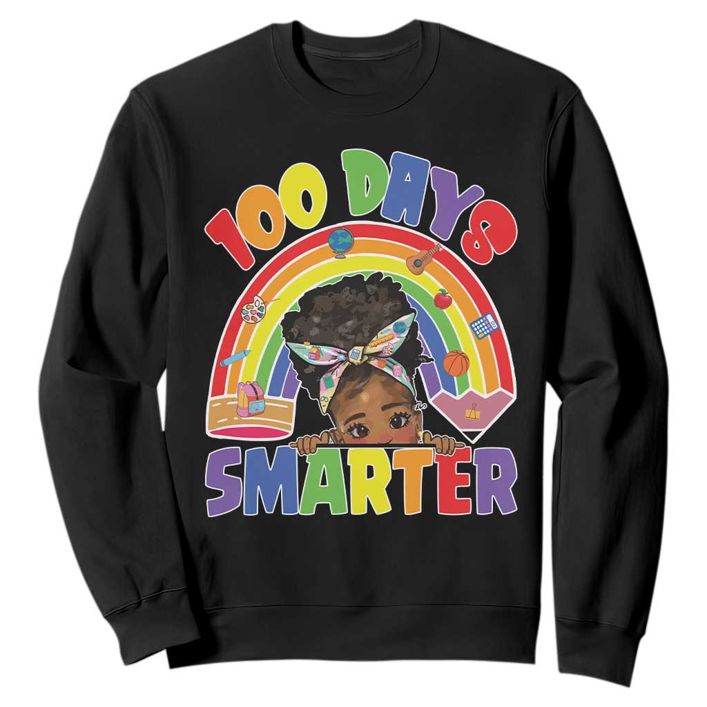 Funny 100 Days Smarter Afro African American Girl Sweatshirt TS11 Black Print Your Wear