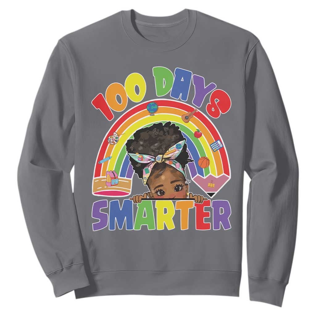 Funny 100 Days Smarter Afro African American Girl Sweatshirt TS11 Charcoal Print Your Wear