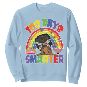 Funny 100 Days Smarter Afro African American Girl Sweatshirt TS11 Light Blue Print Your Wear