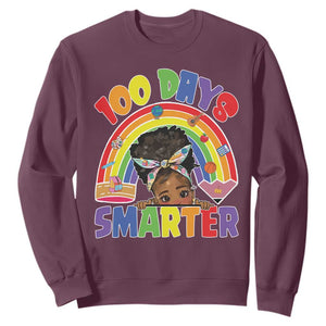 Funny 100 Days Smarter Afro African American Girl Sweatshirt TS11 Maroon Print Your Wear