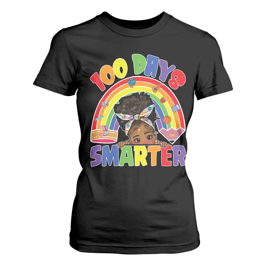 Funny 100 Days Smarter Afro African American Girl T Shirt For Women TS11 Black Print Your Wear