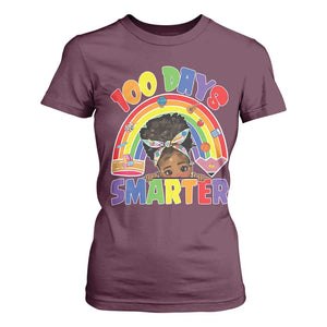 Funny 100 Days Smarter Afro African American Girl T Shirt For Women TS11 Maroon Print Your Wear